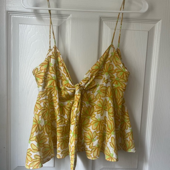 Zara Tops - Zara Yellow and Green Floral Camisole
